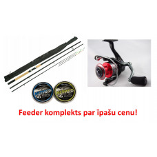 Fīdera komplekts FL Spirado Feeder 3,90m 50-150g+Crystal PL4000+Mermaid pītā aukla