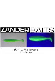 ZanderBaits silikona māneklis Zander Shaker 5’ 12,5cm #7-Lime chart UV Active