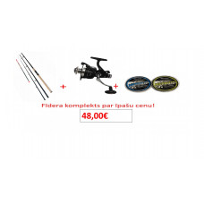 Fīdera komplekts Miracle Fish Big Bull 3,90m 50-150g+FL LJ 5000+Crystal Fighter x4 150m pītā aukla