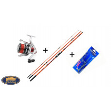 Tālās distances komplekts butēm Lineaeffe Silver Sands 4,50m -200gr, trīsdaļīga + Lineaeffe spole Shizuka SK12 7000 + sistēma