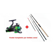 Fīdera komplekts Miracle Fish Big Bull 3, 90m 50-150g+ Miracle Fish FD 5000 ar uztītu mono auklu 0,35mm