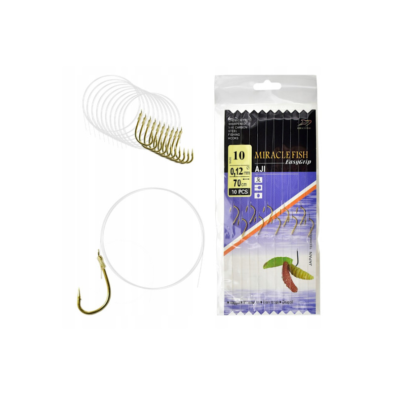 Miracle fish āķi ar pavadiņām Aji #6 #8 #10