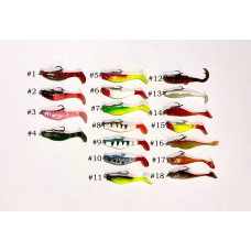 Ar stingeri aprīkotas Relax kopyto 3l, Relax replikas, Zebco u.c gumijas zivis