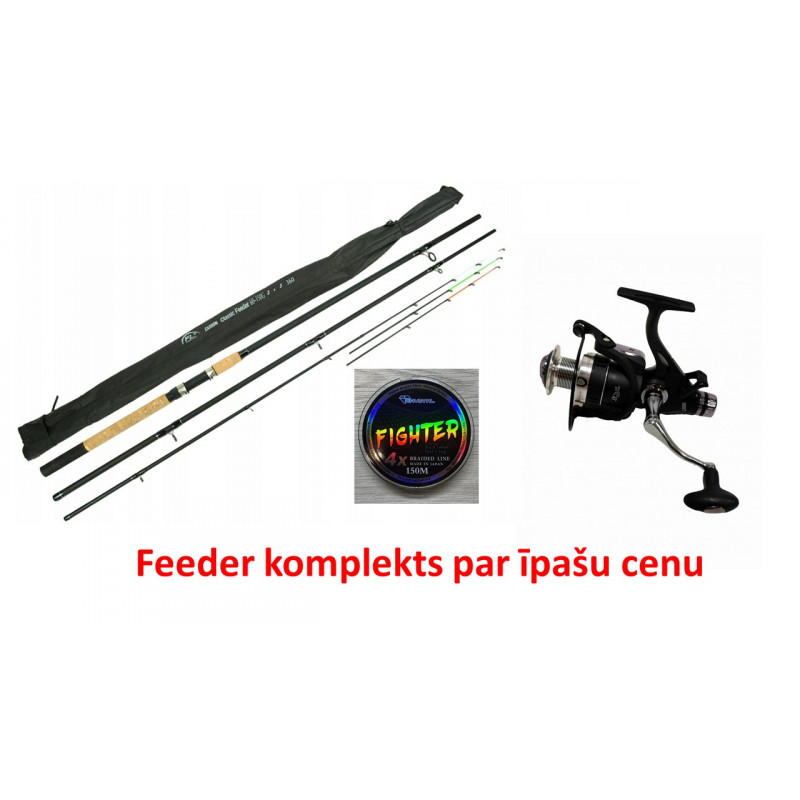 Fīdera komplekts Miracle Fish Aqua feeder 4, 20m (ar lieliem gala riņķiem) 60-180g+ spole Mifine 5000