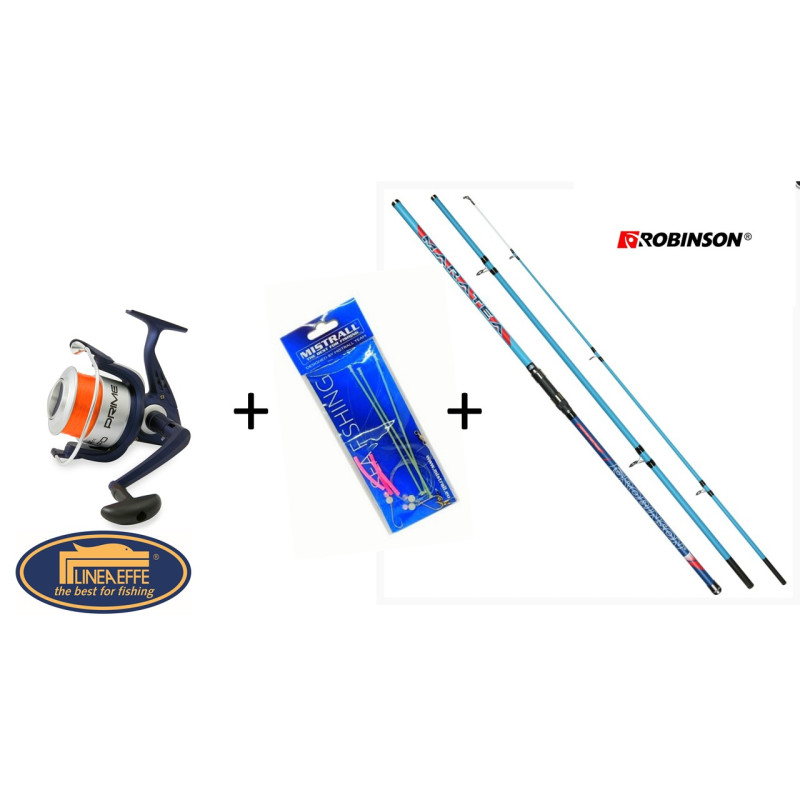 Komplekts butēm tālajai distancei Robinson Maratea 4,20m -250gr, trīsdaļīga + Lineaeffe spole Vigor Prime 7000 + sistēma