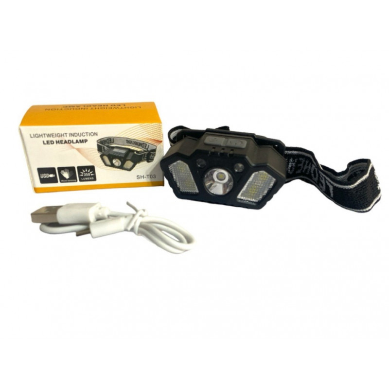 Kompakts un viegls USB pieres lukturītis 350 lumeni ar sensora funkciju