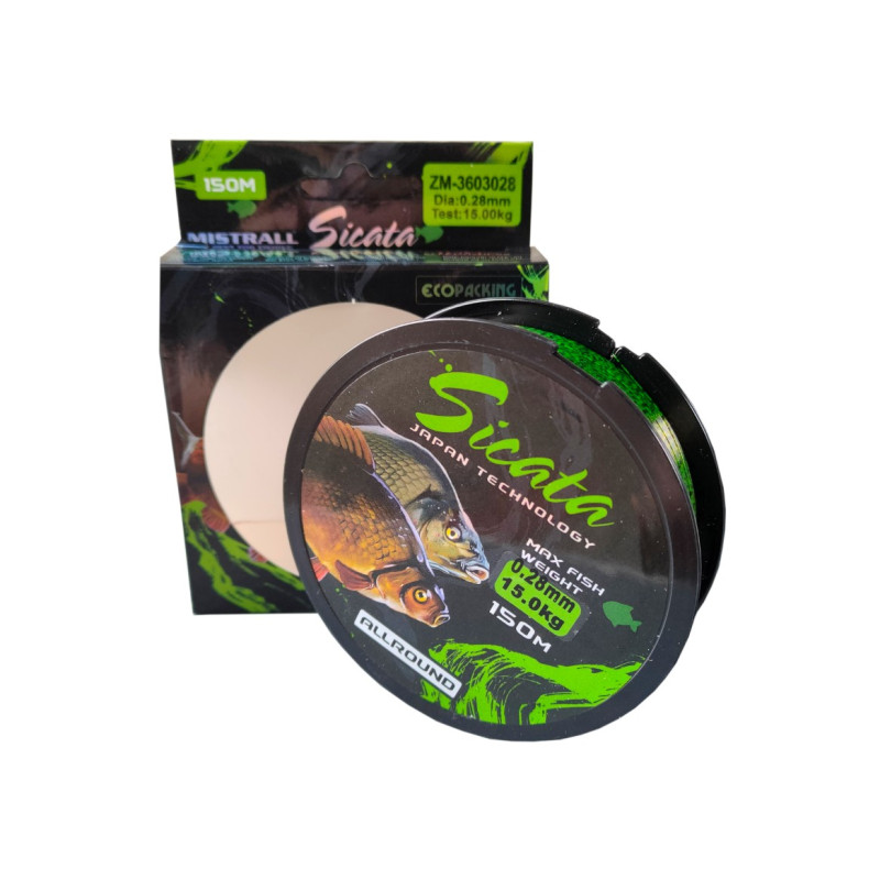 monofīlā aukla Mistrall Sicata Allround 150m 3D zaļa