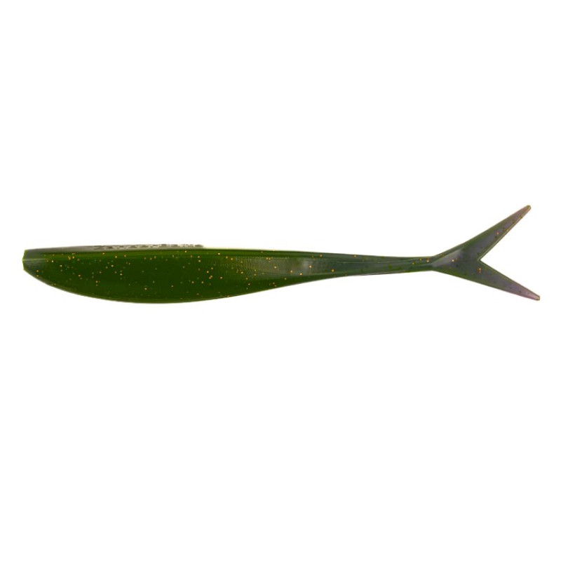 ZanderBaits silikona DROP SHOT māneklis V-Tail FAT 5.5’ 14cm #4-Green LOX UV Active