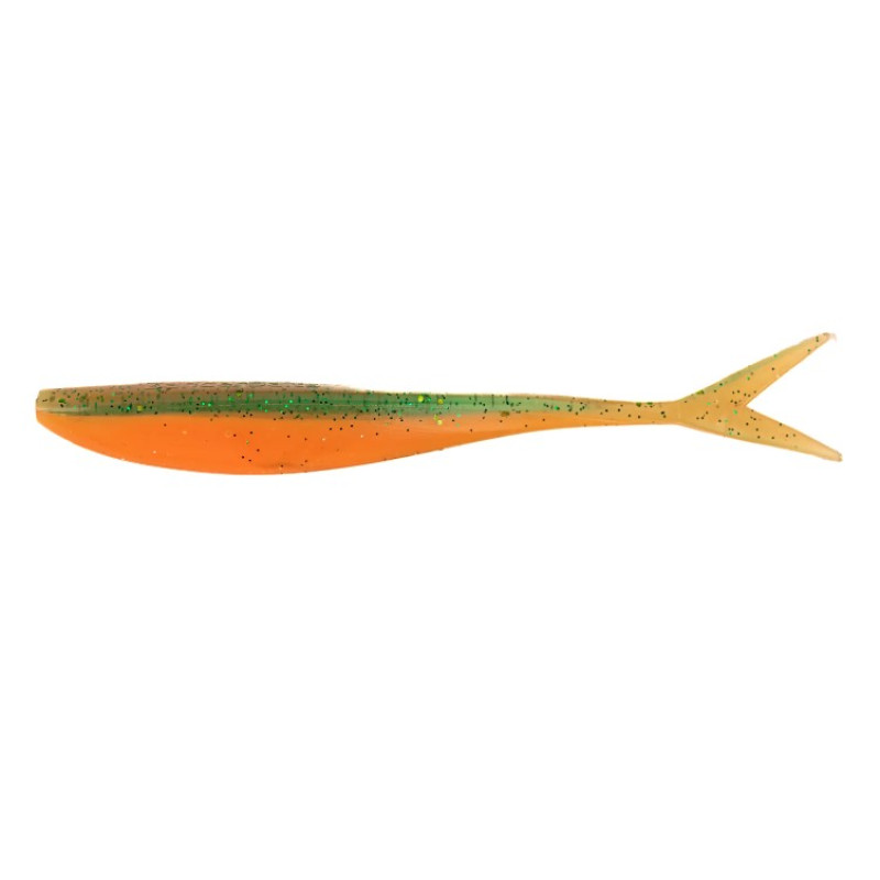 ZanderBaits silikona DROP SHOT māneklis V-Tail FAT 5.5’ 14cm #6-Mad Carrot UV Active