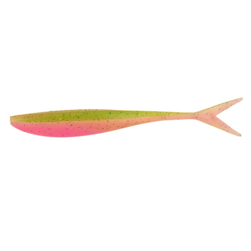 ZanderBaits silikona DROP SHOT māneklis V-Tail FAT 5.5’ 14cm #3-Watermelon UV Active